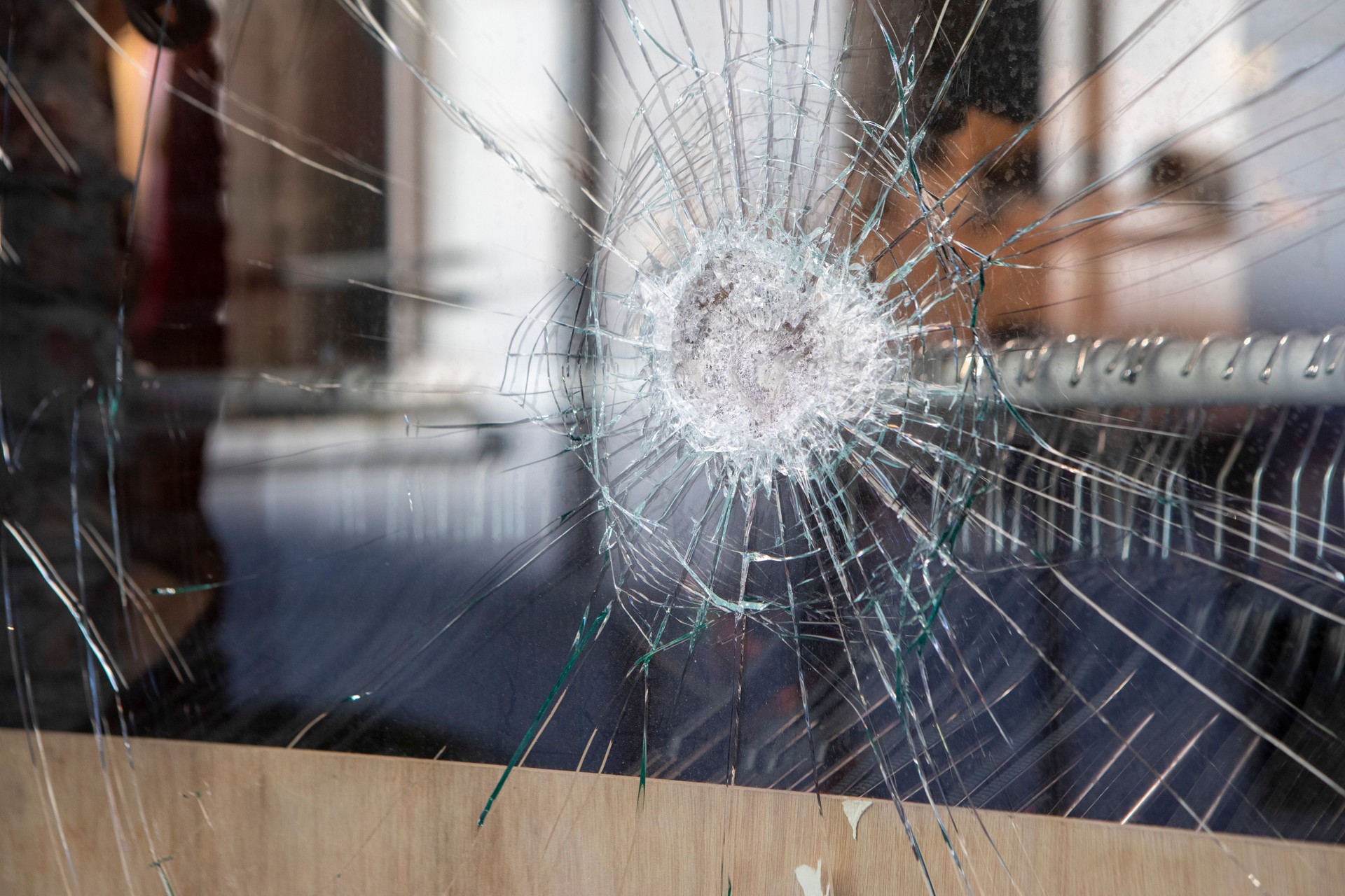Broken glass shop window